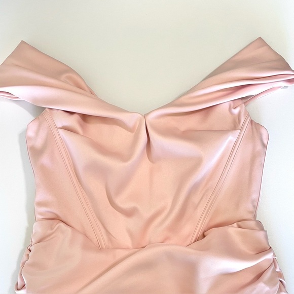 House of CB Coraline Blush Satin Corset Ruched Mini  Dress Large Plus - Picture 11 of 16